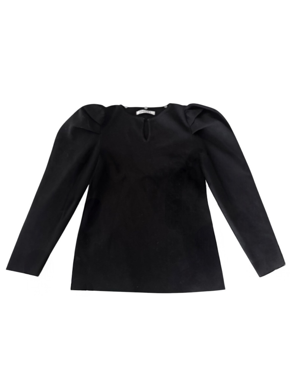 Snidel Split V-Neck Puff Sleeve Top Black